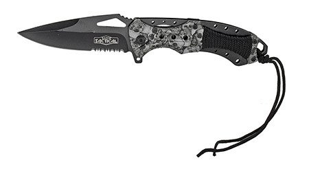 4.75" Spring Assist Folding Knife - Grey Skull