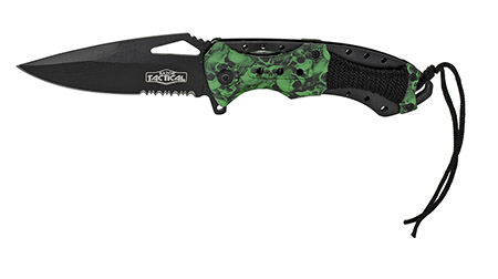 4.75" Spring Assist Folding Knife - Green Skull