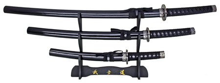 3-pc. Samurai Sword Set - Black Sheath