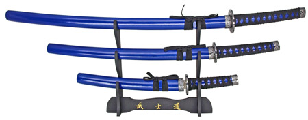 3-pc. Samurai Sword Set - Blue Sheath