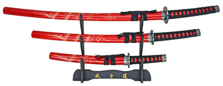 3-pc. Samurai Sword Set - Red Dragon Sheath