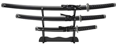 3-pc. Samurai Sword Set - Black