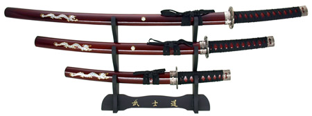 3-pc. Samurai Sword Set - Red