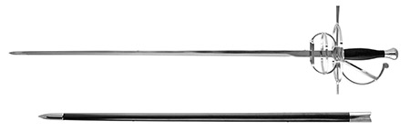47" Rapier Sword - Black & Chrome