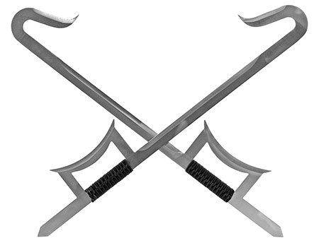 33.25" 2-pc Chinese Hook Sword - Silver