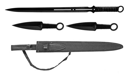 28" Ninja Sword with 2-pc. Throwing Knives