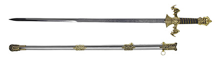 38" Skull Fantasy Sword - Gold