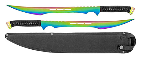 27" Twin Tactical Machete Set - Titanium