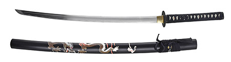 40.75" Hand Forged Musha Samurai Sword - Black Dragon