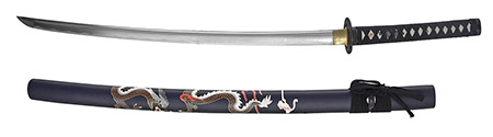 40.75" Hand Forged Musha Samurai Sword - Blue Dragon
