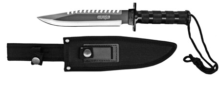 12.5" Texturized Round Metal Handle Survival Knife