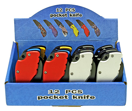 12 - pc. Stainless Steel Switchblade Knife Display Set