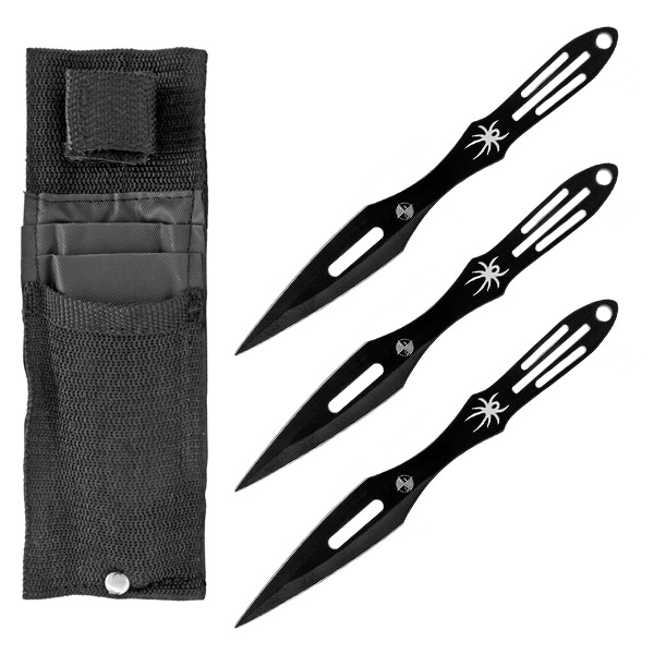 3 - pc. Spider Slinger Throwing Knife Set - Black