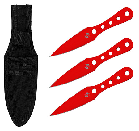 3-pc. Tactical Throwing Knife Set - Red