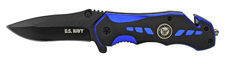 5" Spring Assisted U.S. Navy Folding Knife - Blue