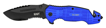 5" Spring Assisted U.S. Navy Folding Knife - Blue
