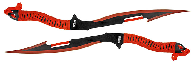 26" Curved Dual Wield Tactical Master Swords - Red