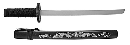 21.5" Wooden Samurai Sword - Black Dragon