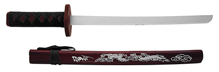 21.5" Wooden Samurai Sword - Red Dragon