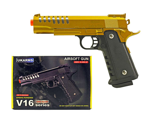 UKArms V16 Spring Powered Airsoft Pistol - Golden