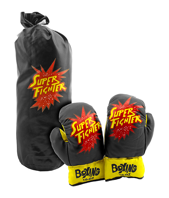 Kids Boxing Set with 10oz Boxing Gloves and 17.5" Tall Punching Bag - Black and Yellow