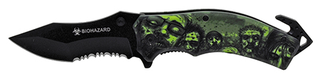 4.75" Spring Assist Zombie Killer Knife - Green