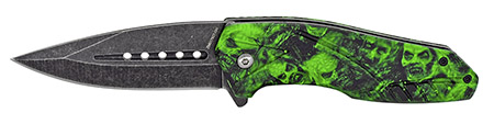 4.5" Spring Assist Zombie Folding Knife - Green