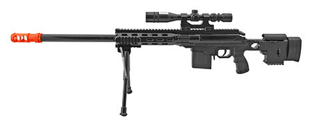 UKARMS P2589 Spring Powered Airsoft Sniper Rifle w/ Scope & Bipod - Black