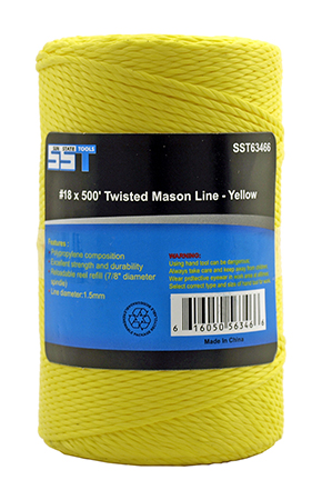 Sun State Tools - #18 x 500' Twisted Mason Line - Yellow