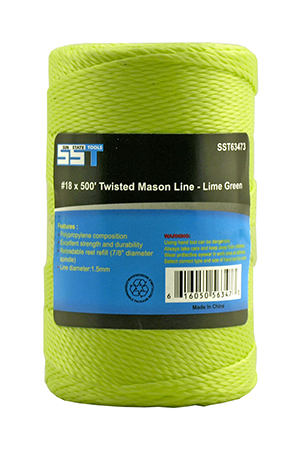 Sun State Tools - #18 x 500' Twisted Mason Line - Lime Green