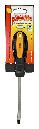 1/4" Monster Cushion Grip Slotted Flat Head Screwdriver with Magnetic Tip