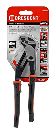Crescent Tools 8.75" K9 V Jaw Black Oxide Tongue and Groove Grip Pliers - RTZ28CGV