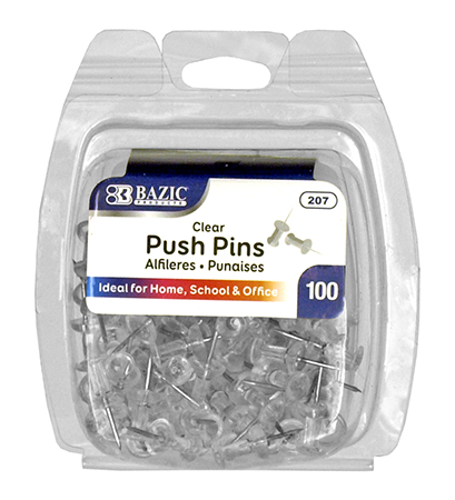 100 - ct. Clear Thumbtack Push Pins
