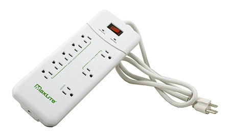 Energy Saving 8 Outlet Automatic Power Strip - MaxLite - APS-8/1350J
