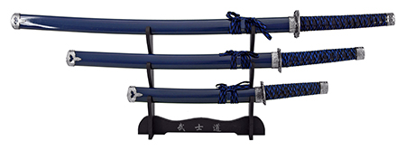 3-pc. Samurai Sword Katana Set - Blue