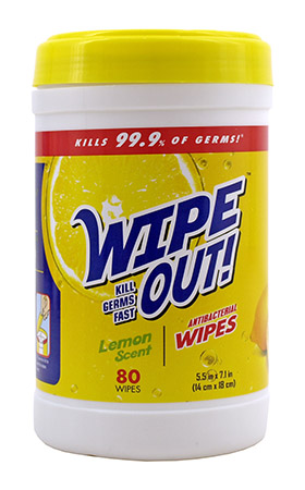 80 - ct. Wipe Out! Anti-Bacterial Lemon Scent Disinfectant Wipes