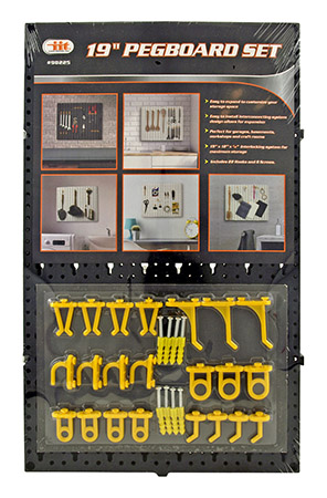 19" Pegboard Set with Hooks and Mounting Board for Tools - IIT