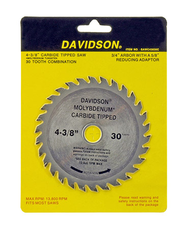 4-3/8" Davidson Carbide Tipped 30 Tooth Saw Blade - Valley Industries SAWC43830C