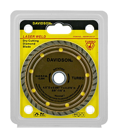 4.5" Davidson Laser Weld Turbo Dry Cutting Diamond Blade - Valley Industries ABDW-0412T