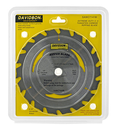 7" Davidson Tungsten Carbide Ripping C-3 18 Tooth Saw Blade - Valley Industries SAWC71418I