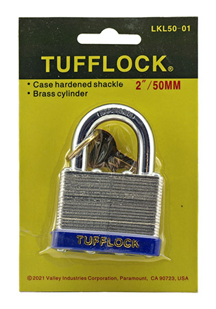 1-1/2" Tufflock Extra Heavy Duty Laminated Padlock with Key Set - Valley Industries LKL50-01