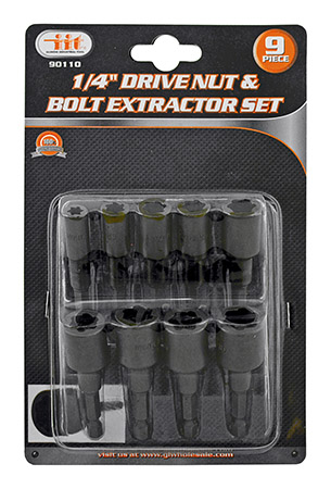 9 pc. Drive Nut and 1/4" Bolt Extractor Set - Illinois Industrial Tools 90110