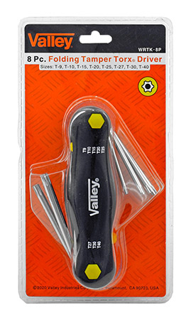 Valley Tools 8 Pc. Folding Tamper Hex Torx Driver Key Set - WRTK-8P