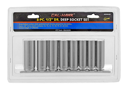 8-pc. 1/2" Drive Deep Metric Socket Set