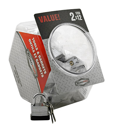 24 pc. Mini Laminated Padlock with Key Set Countertop Display - Road Pro