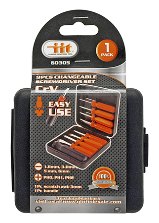 9 - pc. Changeable Screwdriver Set