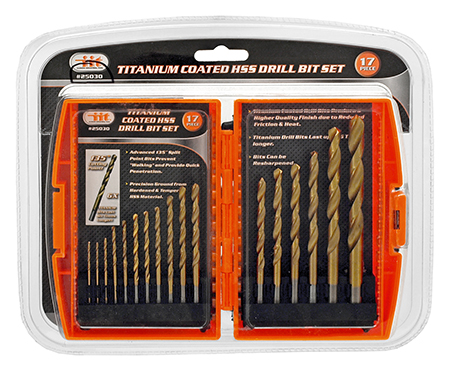 17 - pc. Titanium Coated HSS Drill Bit Set