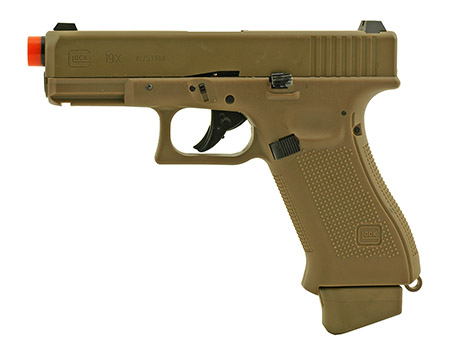Glock G19X 6MM CO2 Powered Airsoft Pistol featuring Full Blowback - Desert Tan
