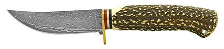 4.63" Faux Bone Handle Damascus Hunting Knife