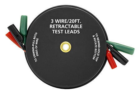 Cal-Hawk 3-Wire/20-ft. 18 AWG Retractable Test Leads